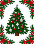 Christmas Tree Red White Ornaments Garland Rug
