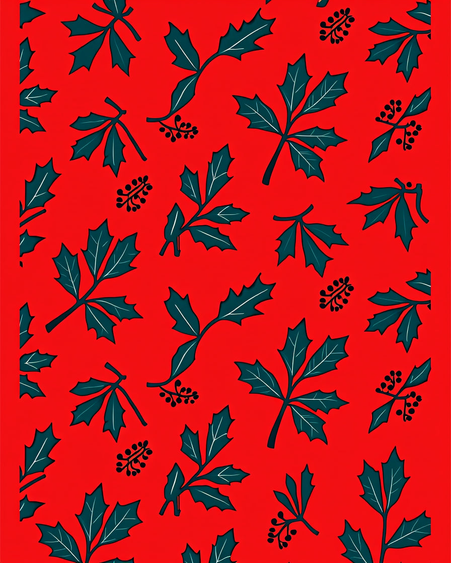 Bold Red Holly Berry Collection Rug