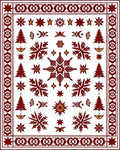 Crimson Starburst Snowflake Christmas Trees Rug