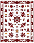 Crimson Starburst Snowflake Christmas Trees Rug