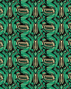 Emerald Black Cream Abstract Symmetry Rug