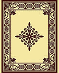 Deep Burgundy Floral Centerpiece Border Rug