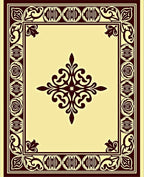 Deep Burgundy Floral Centerpiece Border Rug