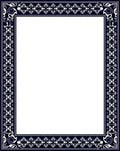 Elegant Navy White Art Deco Border Rug