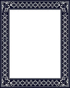 Elegant Navy White Art Deco Border Rug