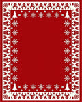 Red White Festive Snowflake Border Rug
