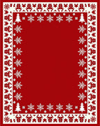 Red White Festive Snowflake Border Rug