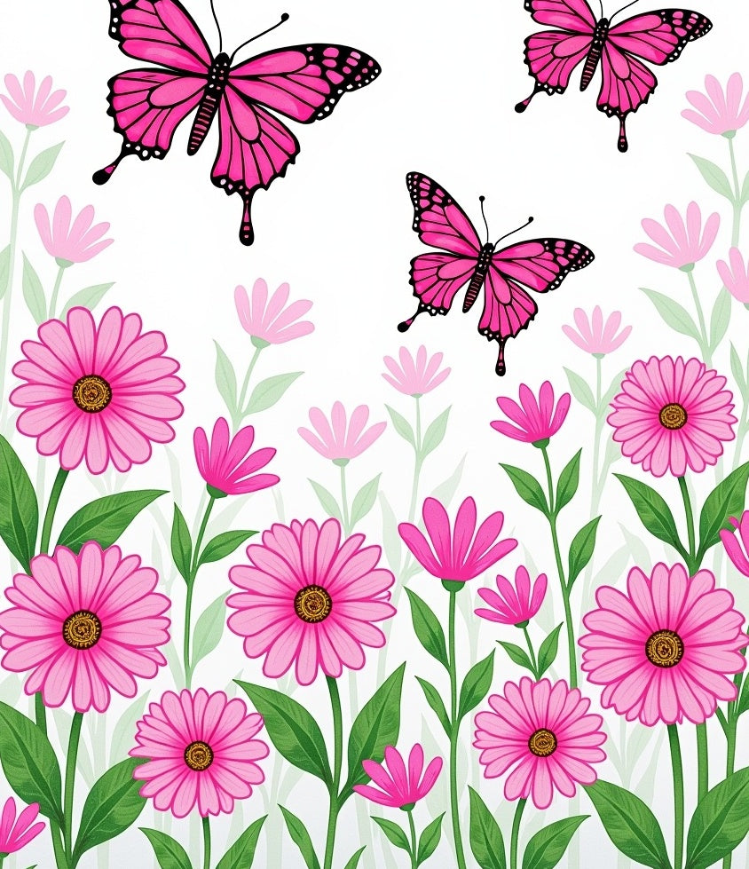 Pink Butterflies And Daisy Meadow Rug