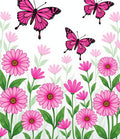 Pink Butterflies And Daisy Meadow Rug