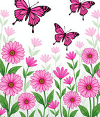 Pink Butterflies And Daisy Meadow Rug