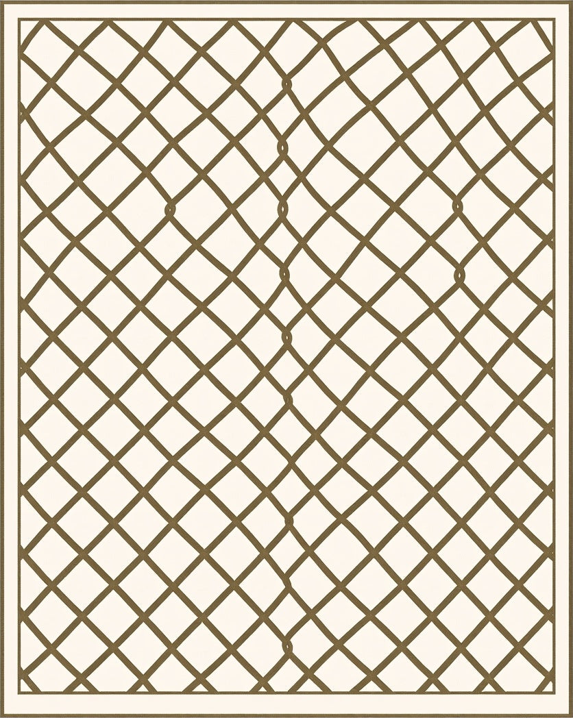 Cream And Brown Diamond Lattice Rug