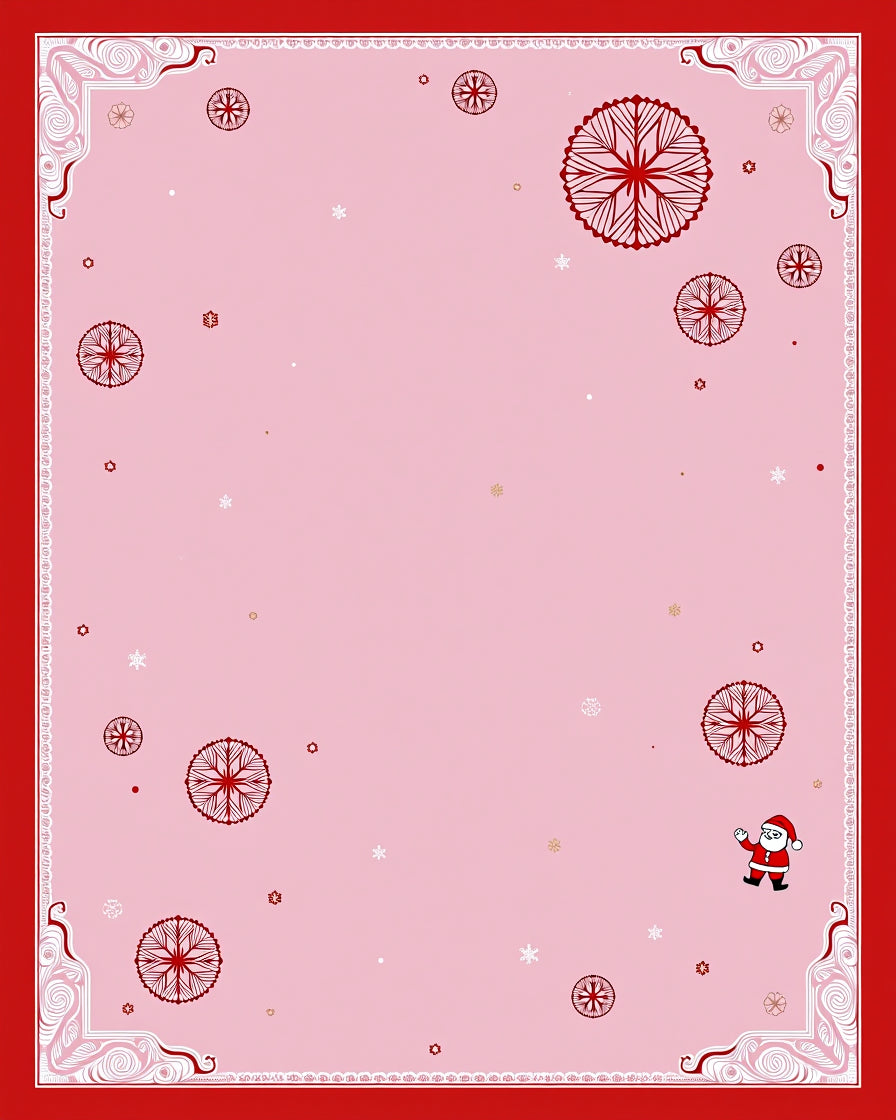 Pink Red Snowflake Santa Snowfall Rug