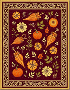 Deep Red Autumn Harvest Botanical Rug