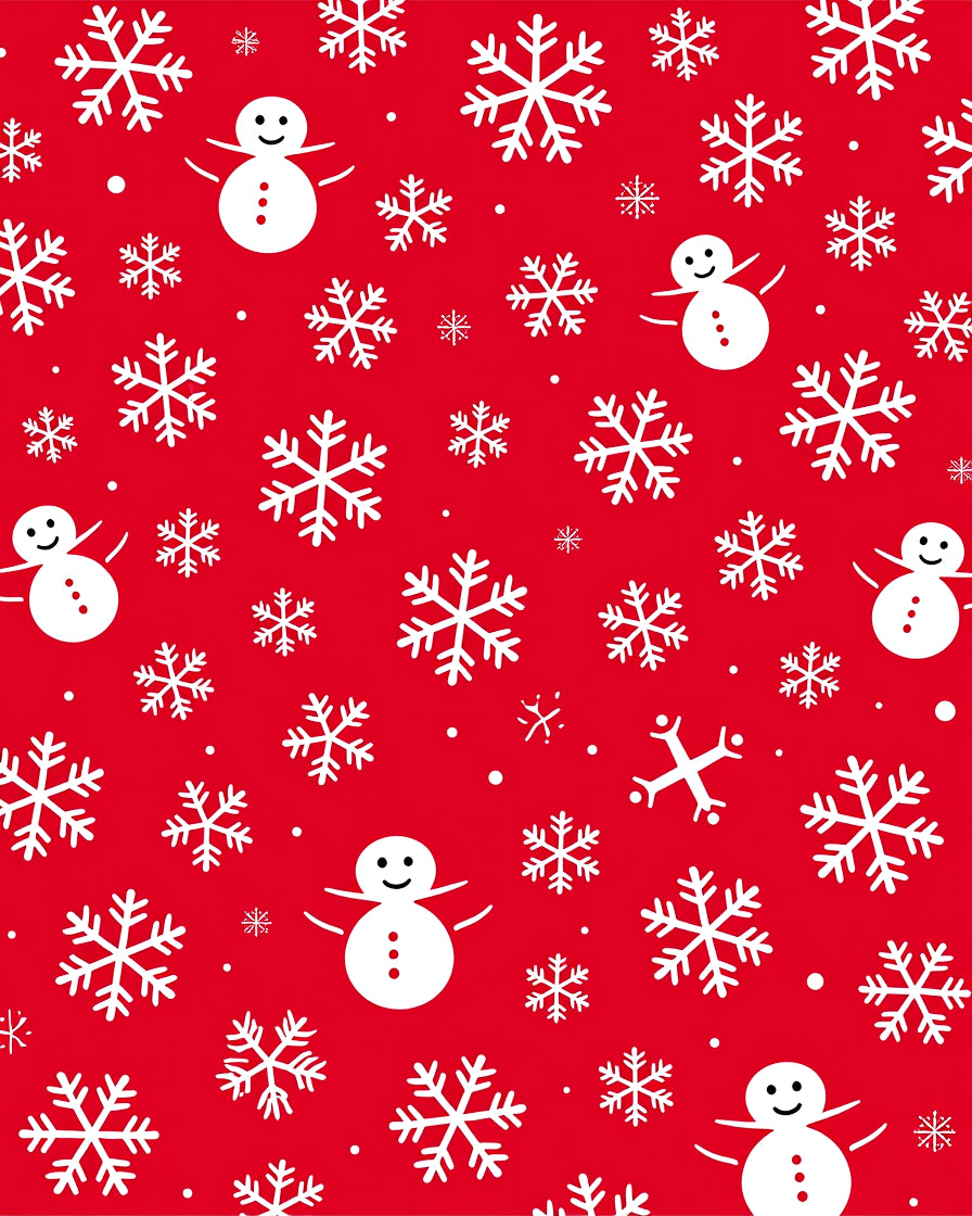 Red Snowman Snowflake Yuletide Repeating Rug