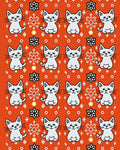 Whimsical White Kittens Snowflakes Orange Rug