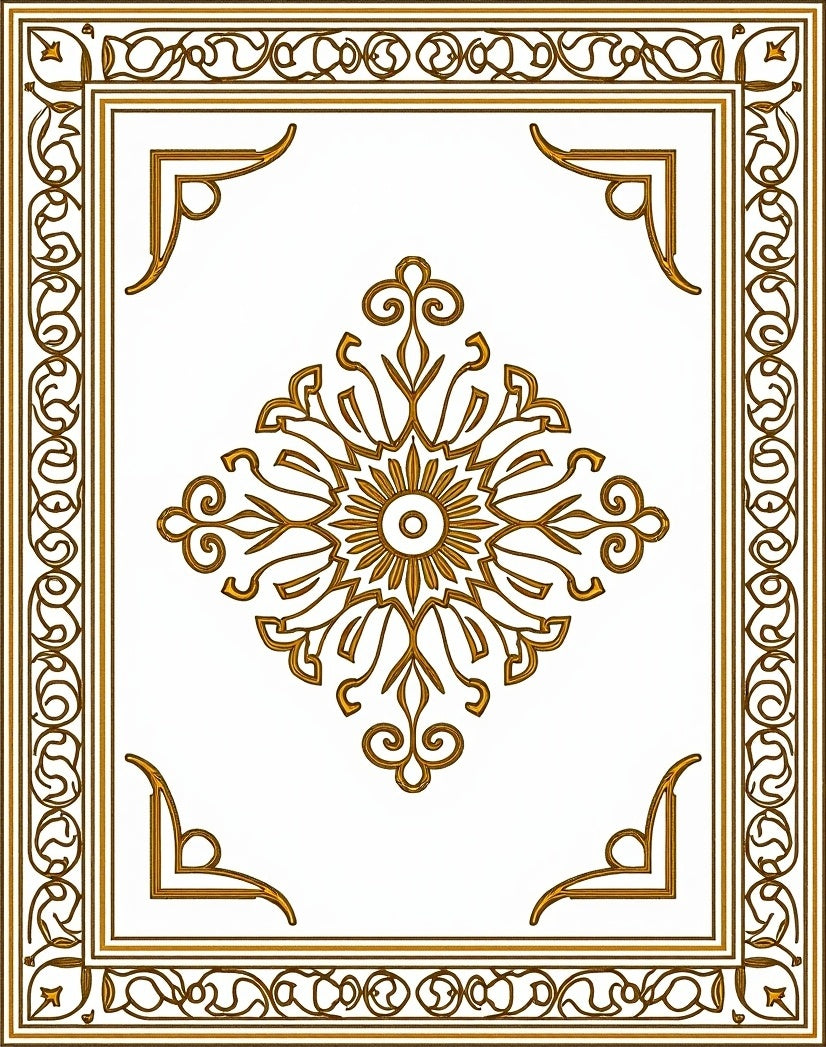 Golden Rococo Medallion Garden Frame Rug