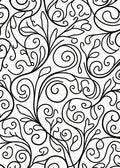 Black White Swirling Vine Scroll Rug