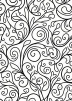 Black White Swirling Vine Scroll Rug