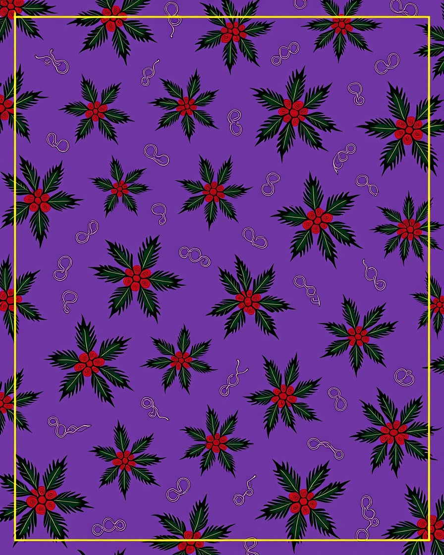 Purple Holly Berry Floral Swirl Rug
