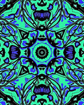 Vibrant Teal Blue Black Floral Medallion Rug
