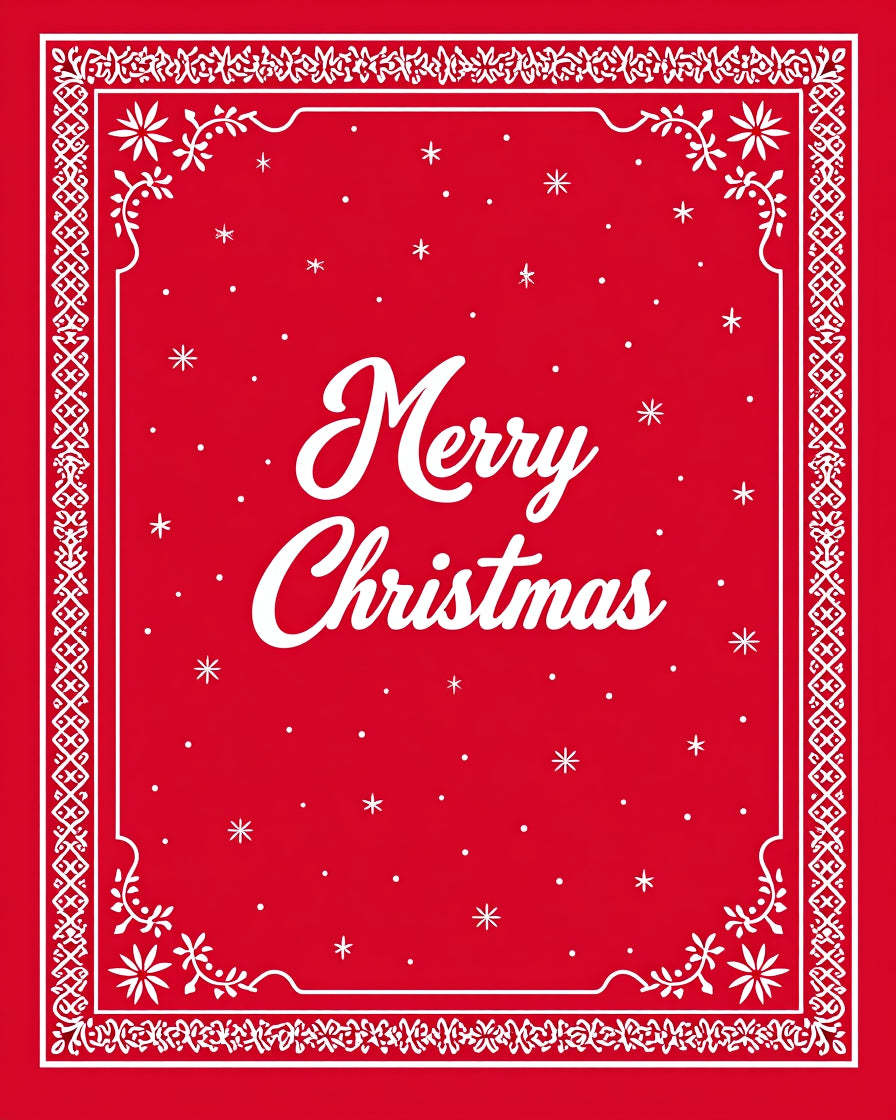 Classic Red Snowflakes Border Rug