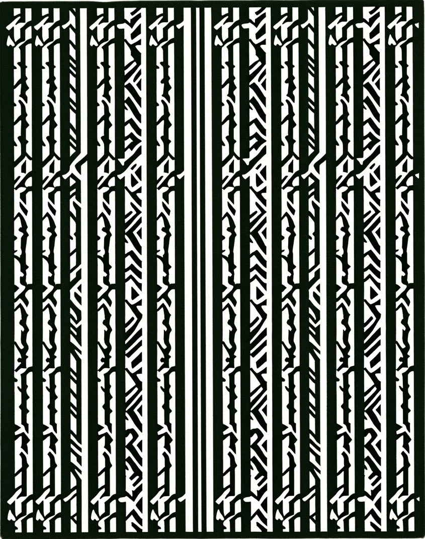 Bold Black White Vertical Stripe Collage Rug