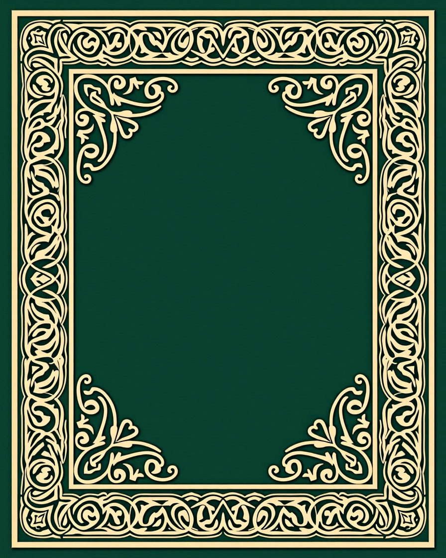 Deep Emerald Green Ornate Border Rug