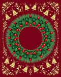 Christmas Wreath Gold Bells Red Berries Rug