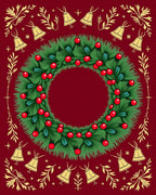 Christmas Wreath Gold Bells Red Berries Rug