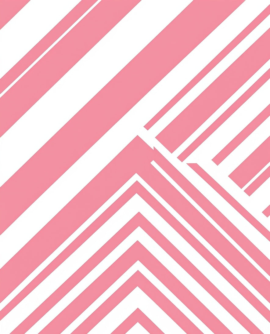Modern Pink White Diagonal Stripes Rug