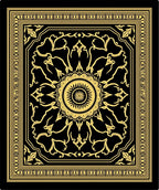 Gold Sunburst Medallion Black Rug