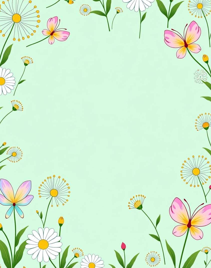 Whimsical Pastel Butterflies Floral Garden Rug
