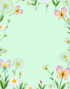 Whimsical Pastel Butterflies Floral Garden Rug