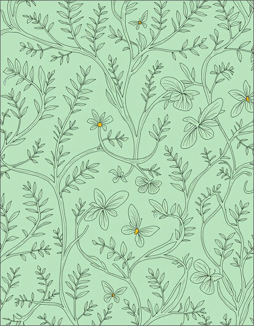 Mint Green Delicate Butterfly Foliage Rug