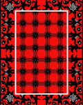 Bold Red Floral Starburst Grid Rug