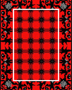Bold Red Floral Starburst Grid Rug