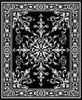 Ornate Black White Floral Medallion Rug