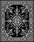 Ornate Black White Floral Medallion Rug