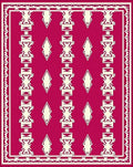 Raspberry Cream Tribal Diamond Border Rug