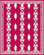 Raspberry Cream Tribal Diamond Border Rug