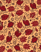 Whimsical Red Figure Folk Art Rug