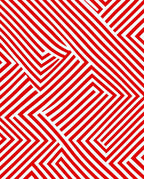 Bold Red Geometric Accordion Rug
