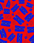 Red Blue Abstract Organic Elements Rug