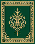 Emerald Green Gold Filigree Scrollwork Rug