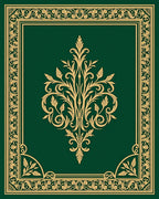 Emerald Green Gold Filigree Scrollwork Rug