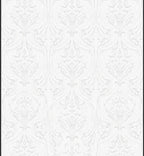 Elegant White Scrollwork Damask Rug