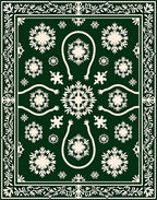 Dark Green Floral Medallion Art Rug