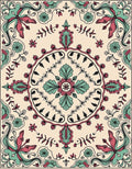 Crimson Teal Floral Medallion Border Rug