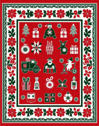 Holiday Icons Red Green White Field Rug