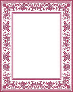 Crimson Elaborate Floral Border Rug